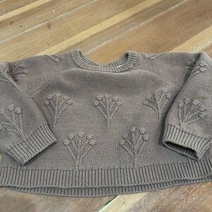 Lil’Atelier girls brown flower wool & cotton sweater